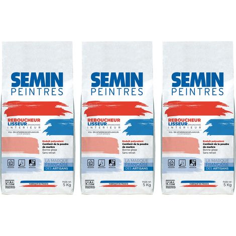 Lot de 3 enduits de rebouchage et lissage en poudre Reboucheur Semin - séchage rapide - intérieur - sac de 5 kg (1/5)
