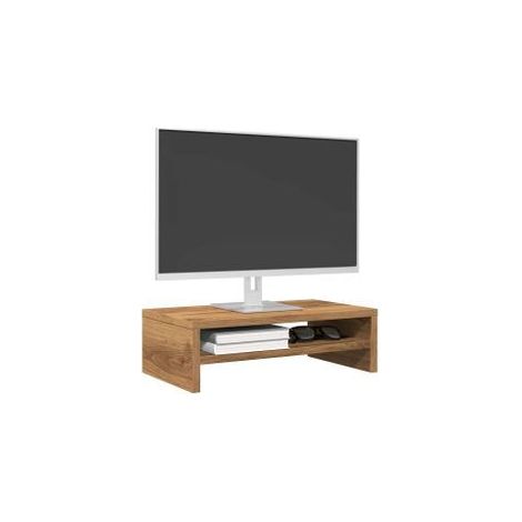 Support de moniteur chêne artisanal 42x24x13 bois ingénierie (1/5)