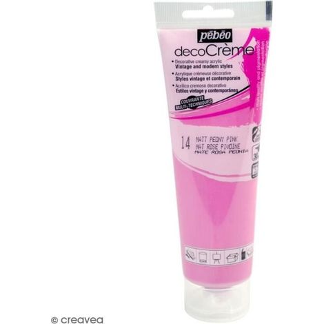 Peinture acrylique - PEBEO - DecoCrème - Couleur : Rose pivoine - 120 ml - Finition : Mat