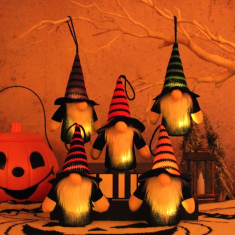 5pcs 【8 × 8 × 23cm】Halloween Lumineux Charme Haut Chapeau Bas Fenêtre Décoration Noël Sans Visage Rudolph Poupée (1/5)