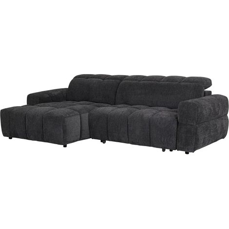 Canapé d'angle gauche 3pl tissu gris foncé assise motorisée – GLASGOW (1/5)