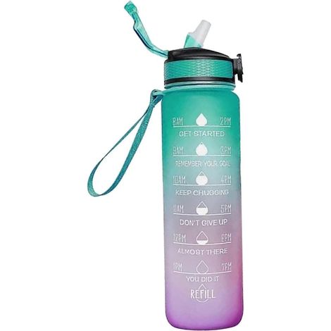 1000 ml Gratis Motivations-Fitnessbecher mit Zeitmarkierung, Farbverlauf, mattierte Outdoor-Wasserflasche-Style 6 (1/5)