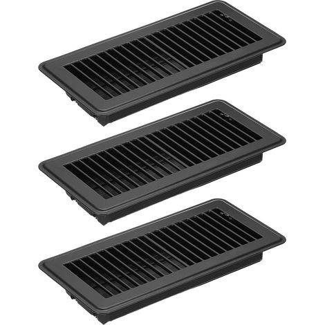 10 X 4 Pouces Grille de Sol, 3Pcs Couverture de Ventilation D'Air Robuste en Acier Réglable Décorative Facile à Ajuster Grilles de Sol pour Maison Bureau, Noir (1/5)
