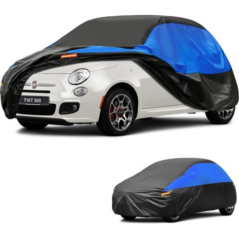 Housse Voiture Imperméable Respirante, Bâche de Couverture pour Fiat 500 500C 500e, Bleu NoirGarage Complet de Voiture pour la Pluie Soleil Poussière Protection et Doublure.,Convient pour Fiat 500 (1/5)