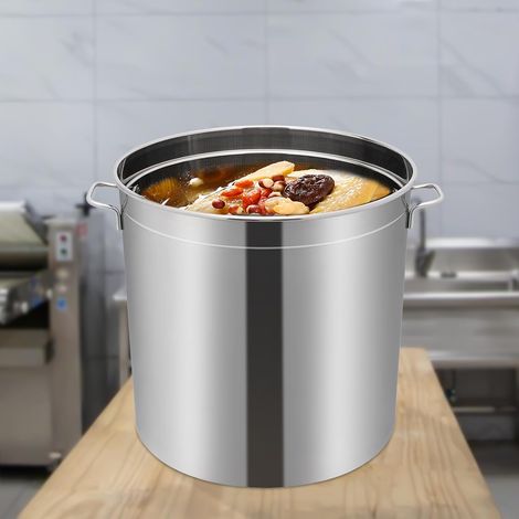 Marmite à Soupe avec Couvercle et Panier, Faitout Inox Grande Marmite Compatible Induction, Gaz et Électrique, Marmite Inox pour Cuisine Professionnelle et Familiale (1/5)