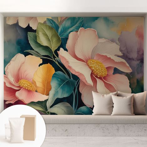 Tapete Vliestapete mit Kleber- abwaschbar - Raumgestaltung Schlafzimmer Wohnzimmer Tapete Blumeneleganz 208x146 cm (1/5)