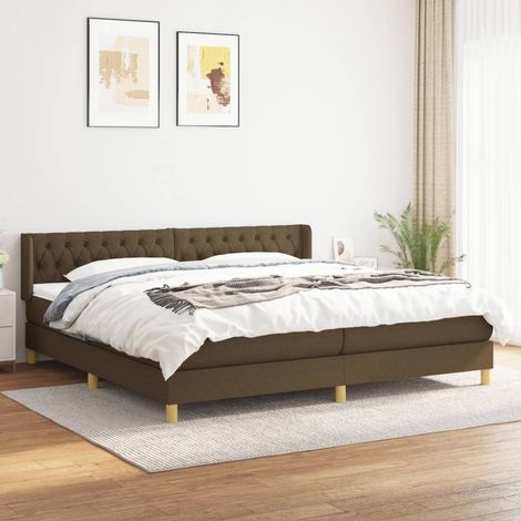 Lit à sommier tapissier avec matelas - Cadre De Lit Moderne: King Size - Lit Double - Marron foncé 200x200 cm Chic-486454 (1/5)