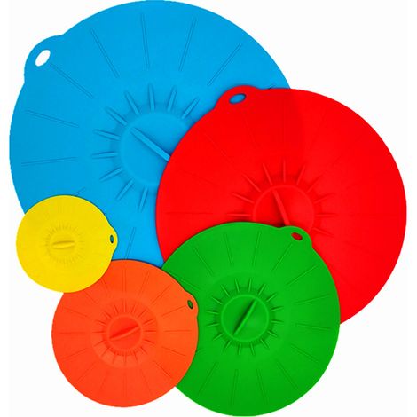 Lot de 5 couvercles silicone combinés pour micro-ondes, effet aspiration – DELKEVIC