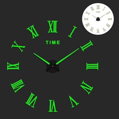 Wanduhr, 3D-Uhr, DIY 50–70 cm, modernes Design, Wanduhr, Fluoreszenz, geeignet für Wohnzimmer, Schlafzimmer, Bürodekoration