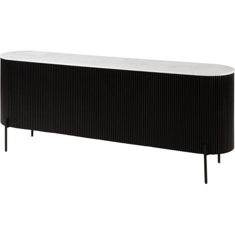 Sideboard Mango schwarz / weiß lackiert 200x40x76 cm teilmontiert BARCELONA 102