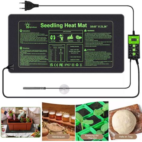 [NON UTILIZZATO] Tappetino riscaldante per piante da 27 W, tappetino riscaldante per piantine con termostato, intervallo di temperatura: da 10 °C a 45 °C, grado di protezione IP67 (27 x 54 cm)
