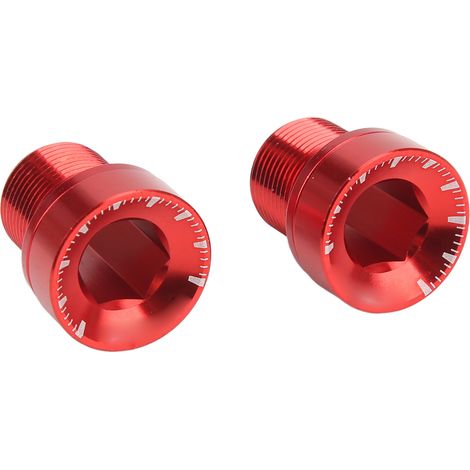 2 vis de vilebrequin, cannelées, pour arbre central, en alliage d'aluminium haute résistance, protection anticorrosion, robustes et durables, couvercle de vilebrequin rouge (1/5)