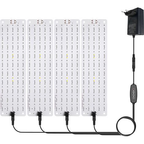 Lampada LED per coltivazione da 46 W, 4 lampade a spettro completo per piante, lampada orticola con timer da 3/6/12 ore, lampada per coltivazione con 600 LED per piante da interno, piantine, serre e s (1/5)