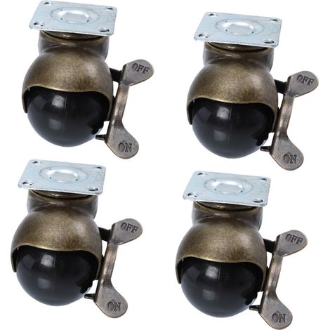 Lot de 4 Roulettes Pivotantes à Billes Frein pour Meubles et Armoires, Pp et Fer, Rotation 360°, Protection du Sol, Installation Facile (1/5)