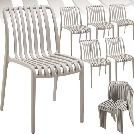 Lot 6 chaises de jardin résistantes intempéries empilables taupe