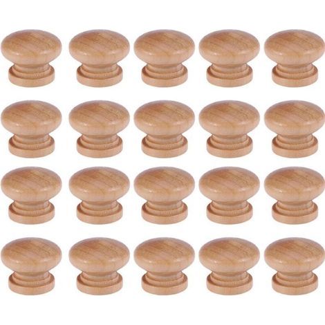 Set mit 20 pilzförmigen Holzgriffen für Schubladen inklusive Schrauben – Elegante Griffe für Möbel und Schubladen, 3,5 cm (1/4)