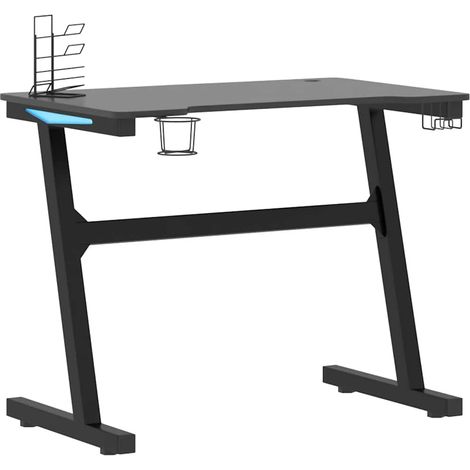 vidaXL Gaming-Schreibtisch mit LED und Z-Gestell Schwarz 90x60x75 cm (1/5)