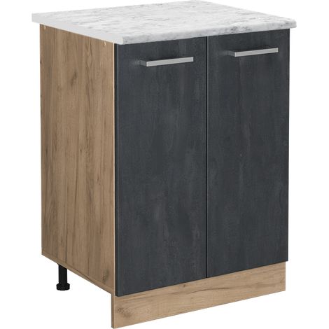 Mobiletto base cucina R-Line, Calcestruzzo nero, 60 cm PL Marmo, Vicco (1/5)