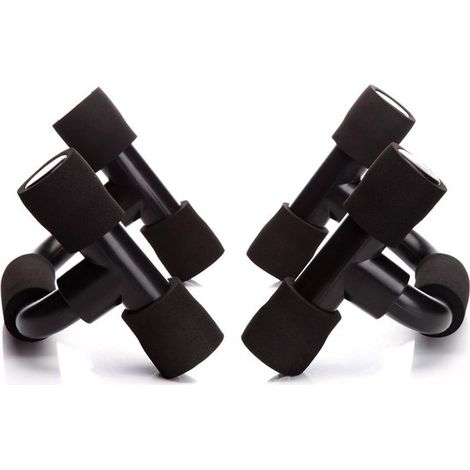 Barres de pompe ergonomiques, lot de 2, poignées avec mousse confortable, antidérapantes, pour entraînement des muscles de la poitrine et des bras, noir (1/5)