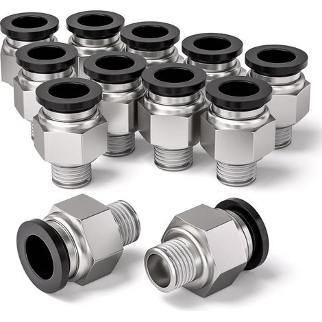 12 PCS 8mm od x 1/8" male thread BSP Direct Push - in Air Connection, pc8-01 adaptateur de ligne d'air à libération rapide (1/4)