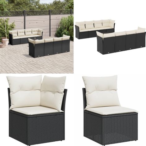 Salon de jardin 9 pcs avec coussins noir résine tressée - Ensemble Salon De Jardin - Mobilier De Jardin - Canapé De Jardin - Résine Tressée - Rotin Synthétique - Home & Living (1/5)