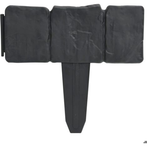 Bordure De Pelouse - Imitation Pierre - Plastique - 25 Cm Longueur - 22 5 Cm Hauteur Avec Clous - 41 Pièces - 10 Mètres (1/5)