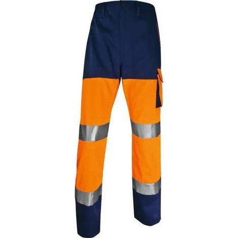 Delta Plus, Pantaloni da Lavoro Alta Visibilita', Arancione-Blu Navy, Taglia 3XL, Classe 2