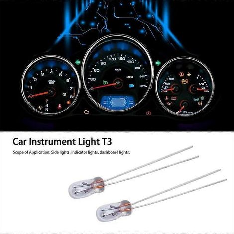 Ampoules T3 blanc chaud pour tableau de bord, 12 V, 30 mA, lot de 10, universelles, pour autoradio, témoins lumineux de vitesse et tableau de bord.