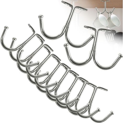 Porte Tasse Suspendue,10 Pcs Porte-tasses Porte Mug Rangement Tasse Support Tasse Support Tasse a Cafe Porte Tasse à Café,Zinc Blanc (1/5)