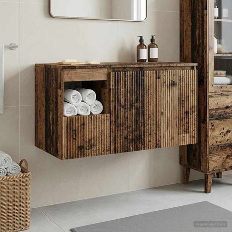 vidaXL Bathroom Furniture Set 2 pcs Old Wood Engineered Wood (1/5)