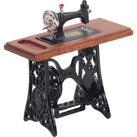 Machine à coudre miniature simulée pour maison de poupée à l'échelle 1:12, accessoire de jouet et de mobilier miniature. (1/5)