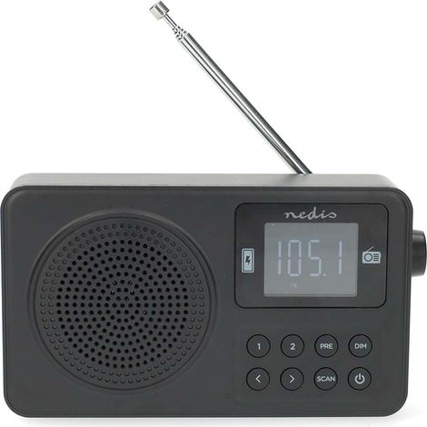 Fm radio portable design fm accu powered usb powered digital 2 w screen size 177 - black white screen bluetooth headphone output alarm clock black