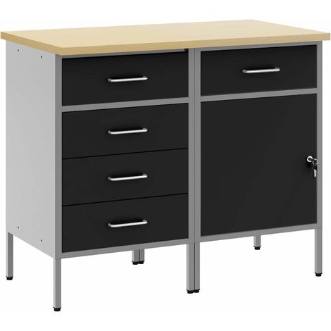 Armario de trabajo 2 uds. Negro y Gris 100 x 55 x 85 cm vidaXL