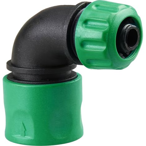 1 conector de codo para manguera de jardín, compatible con adaptadores de manguera Y7Y7, conexión en ángulo de 90 grados para sistemas de riego (1/5)