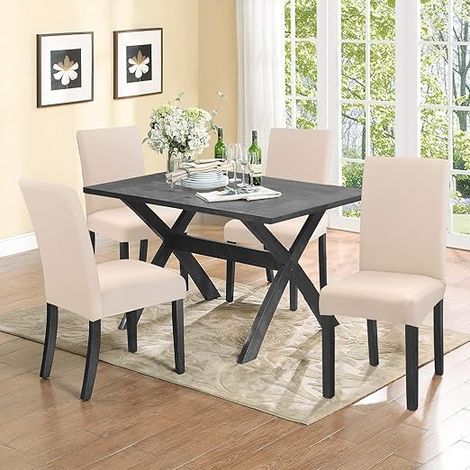 Coprisedie elasticizzati, set da 6, coprisedie universali lavabili per sedie da pranzo, coprisedie facili da pulire per l'arredamento della sala da pranzo, hotel, ristorante, coprisedie beige