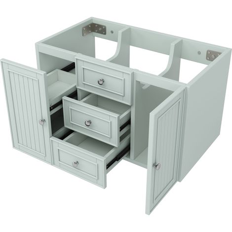 Meuble sous-vasque – Meuble bas – Meuble sous lavabo – Meuble de salle de bains avec 3 tiroirs, grand espace de rangement, meuble vasque suspendu, style moderne – Mobilier de salle de bains vert – 78,