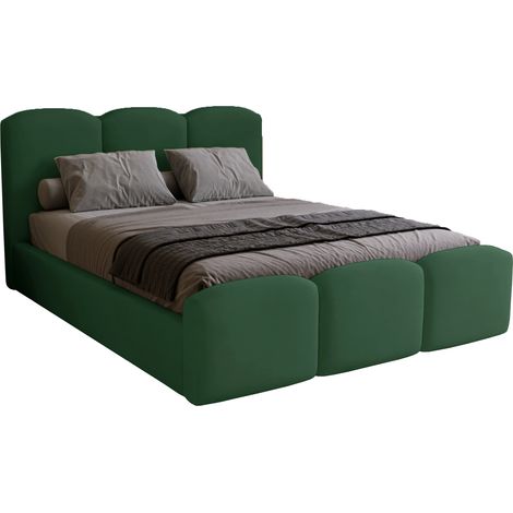 Lit double 160x200 Capri avec rangement - lit coffre, sommier métallique - velours Vert (Magic Velvet 2225)