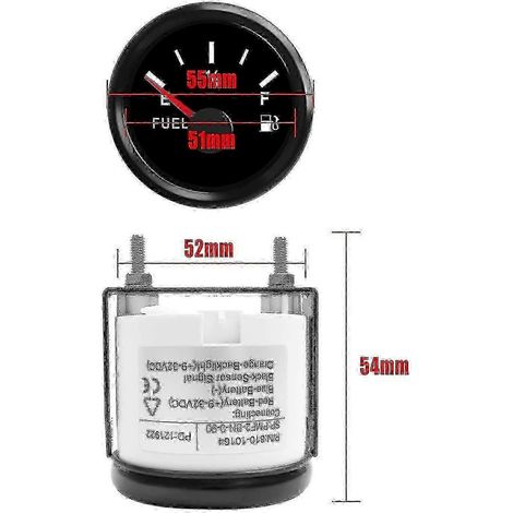 Indicador de combustible de 0-90 ohmios apto para coche, barco, motocicleta, tractor, generador yate. Indicador digital de depósito de combustible con esfera de 52 mm y pantalla LED. Edición 0923. (1/4)