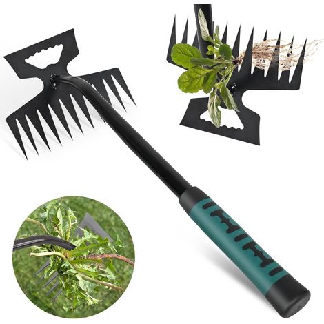 Unkrautstecher Garten – 11-Zinken – Hand-Exktraktor aus Edelstahl – Gartendekoration (1/5)