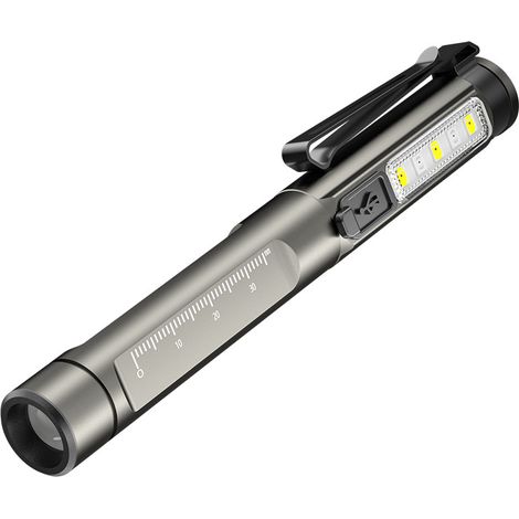 Lampe stylo rechargeable à double source lumineuse pour soins ophtalmologiques/buccaux/périnéaux (réf. 005, boîte blanche)