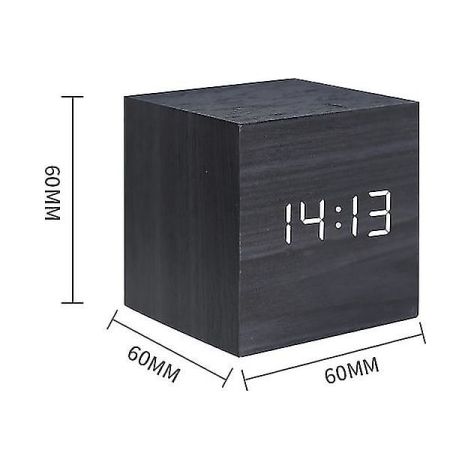 Réveil numérique électronique Gingko Cube à commande vocale, horloge LED avec date et température, design en forme de cube, affichage lumineux (1/3)