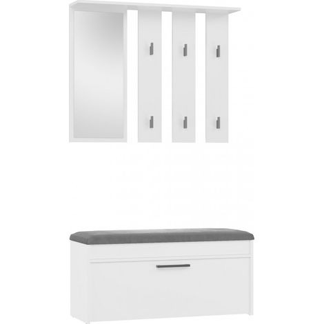 PARMI - Hall cupboard - Hall cupboard with bench and mirror - Coat rack Wall hook (1/4)