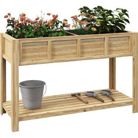 Jardinière sur pied - séparateur amovible, étagère - bois sapin autoclave (1/5)