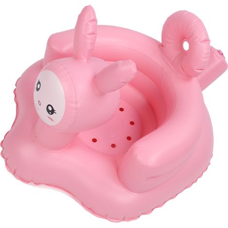 Chaise gonflable pour bébé avec pompe à air intégrée, dossier en PVC souple imprimé lapin, canapé éducatif pour que les bébés puissent s'asseoir et se baigner. (1/5)