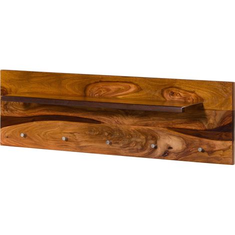 Wandgarderobe Sheesham 115x23x35 walnuss gewachst TORONTO 272Massivmoebel24 GmbH (1/4)