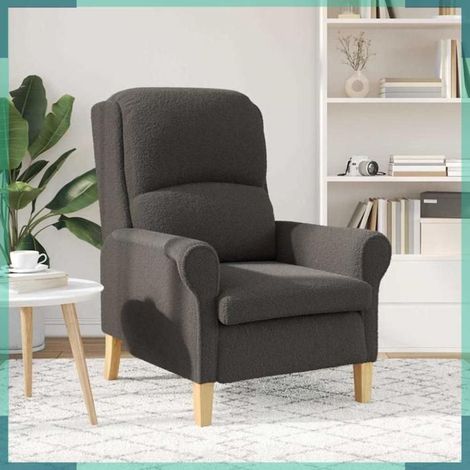 42009854 fauteuil Gris foncé 76 x 94 x 102 cm Tissu en Sherpa doux (1/5)