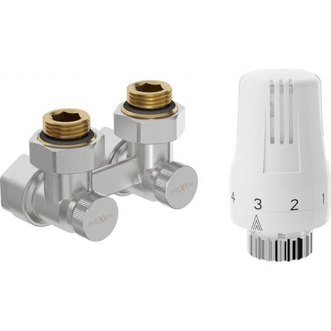 Mexen G01 Thermostat-Set Zweirohr DN50, Eckventil 1/2"x16 mm, Nickel - W911-016-918-01 (1/2)
