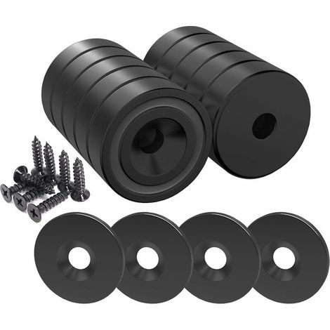 6 pcs Aimants en néodyme 10 KG force 20 x 7 mm avec trou et capsule, aimant en pot fraisé (Piano Noir)