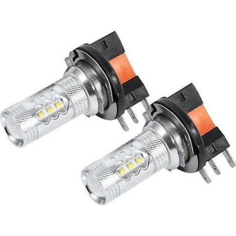 Ampoule LED H15 - 80 W - 1200 lm - Blanc Pur - Compatible Feux Avant Jour Circulation Clignotants - Lot de 2 (1/4)
