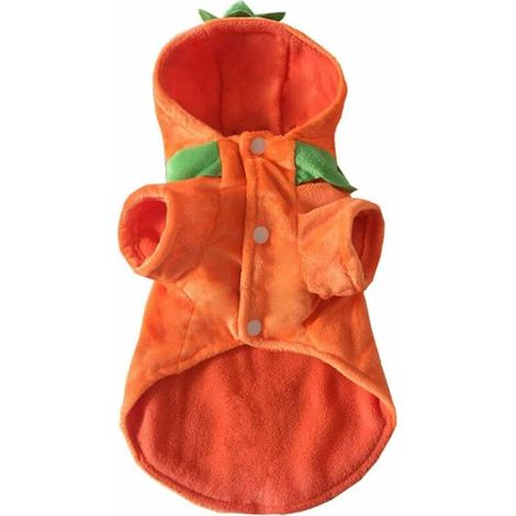 Pet Cosplay Costume Puppy Halloween Pumpkin Warm Fleece Hooded Clothes(L) (1/5)